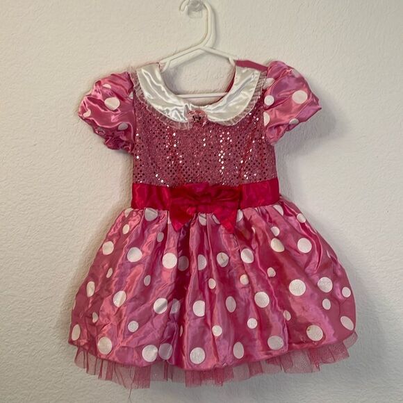 Disney Store Deluxe Pink Minnie Mouse Polka Dots Costume Girls 5 5T - Picture 2 of 5
